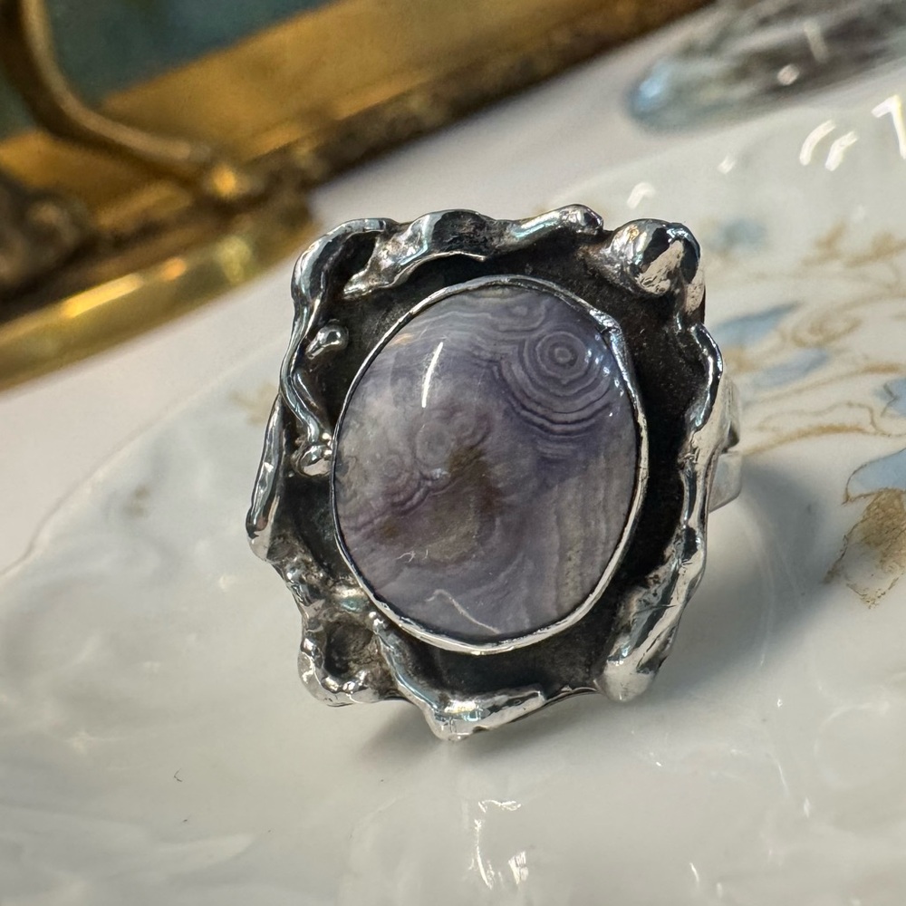 Sterling Silver Statement Ring With Lavender Agate - image 1